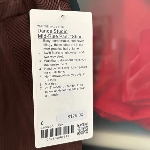 Lululemon Dance Studio Mid Rise Pant 28.5” SZ 6 LAVA CAKE NWT 🤎🤎🤎 - Picture 2 of 7
